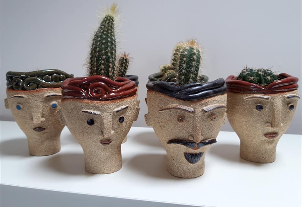 Ceramic planters by Linda Brogan